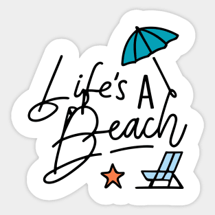 Lifes a Beach - Beach Theme Retro Summer Ocean Lovers Sticker